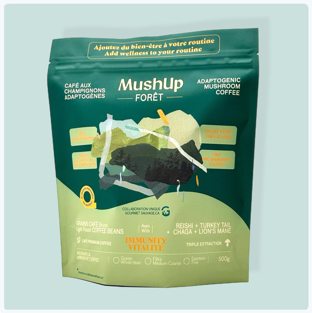Café spécialité gourmet sauvage reishi Chaga, immunity lion's mane 500g sac bag