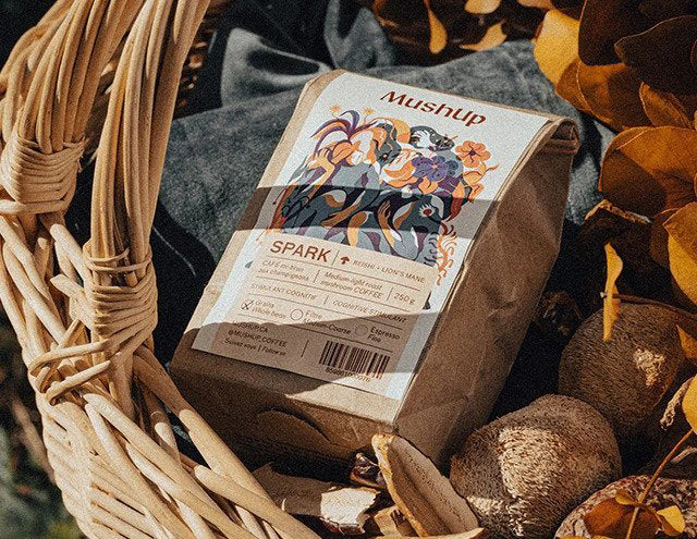spark coffee bag 250g, mushroom coffee, coffee with adaptogenic and medicinal mushrooms